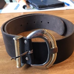 Black Genuine Calf Leather Belt NWT
